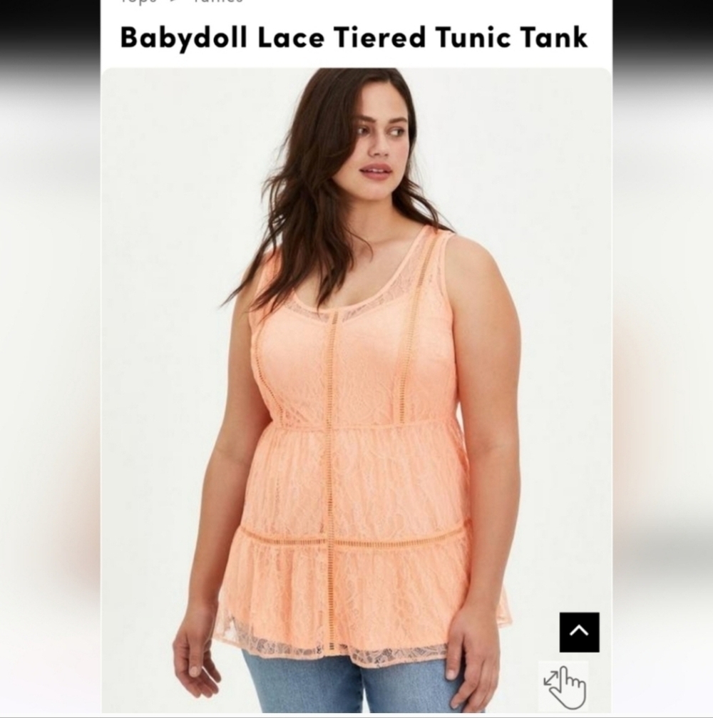 TORRID 2 Babydoll Lace Tiered Tunic Tank